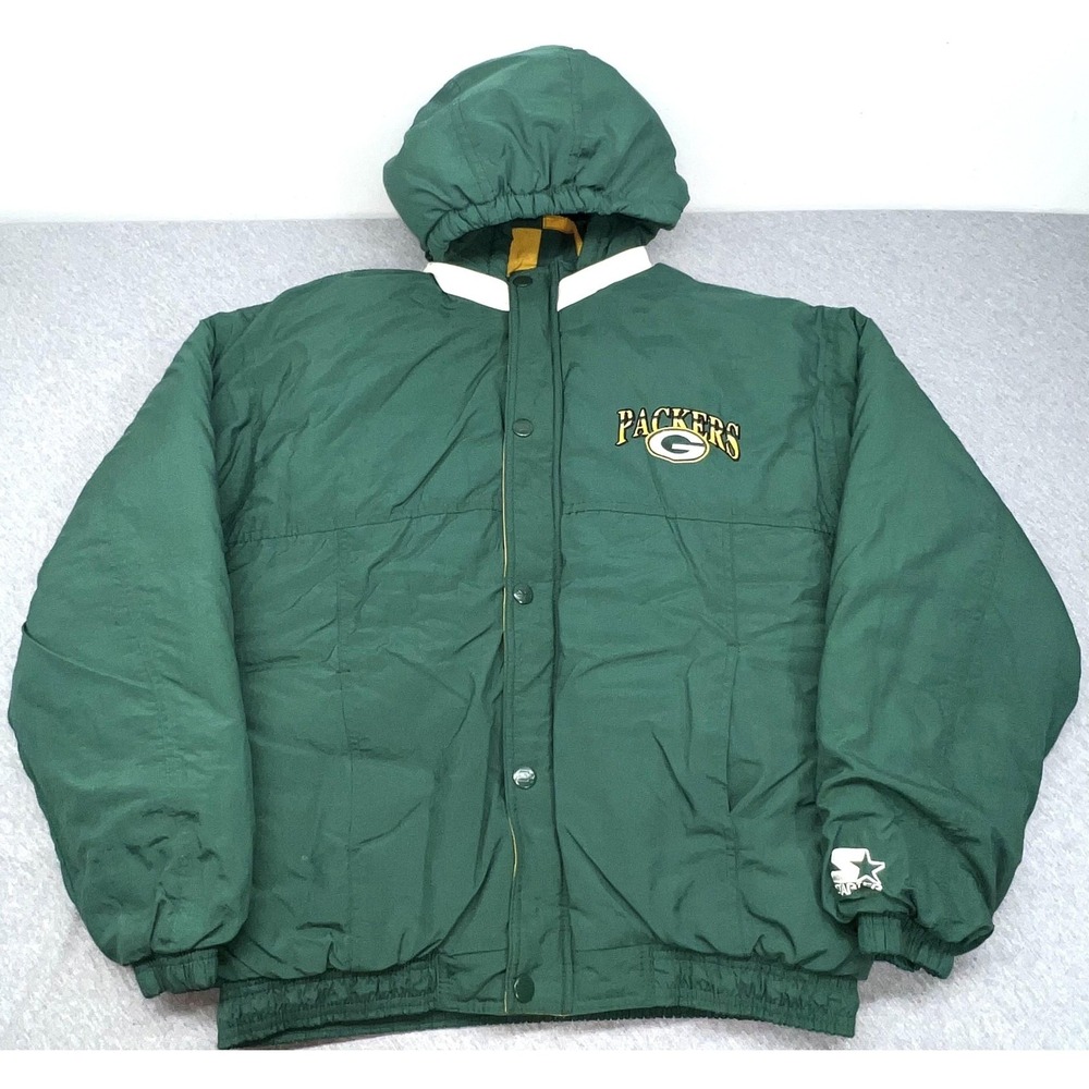 Vintage Green Bay Packers Jacket Mens XL Green NFL Football Starter Coat 90s‎